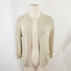 J. McLaughlin metallic gold cardigan sweater shimmer women's size large L